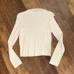 Topshop Nordstrom ribbed long sleeve shirt white womens size 12‎ mock neck